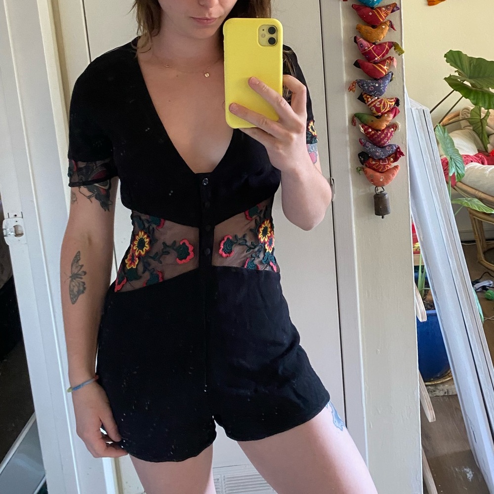 For Love and Lemons Embroidered Romper